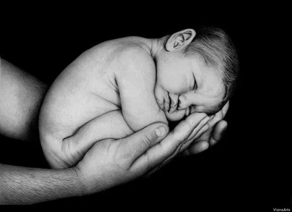 “Baby Cradled in Dad’s Hands” – BIC Ballpoint Pen