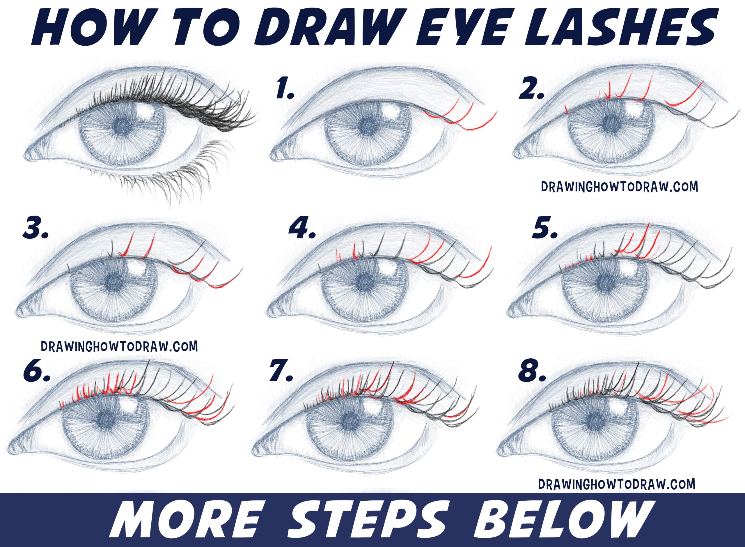 How to Draw Eyelashes (Women's and Men's) Easy Step by Step Drawing  Tutorial for Beginners - How to Draw Step by Step Drawing Tutorials