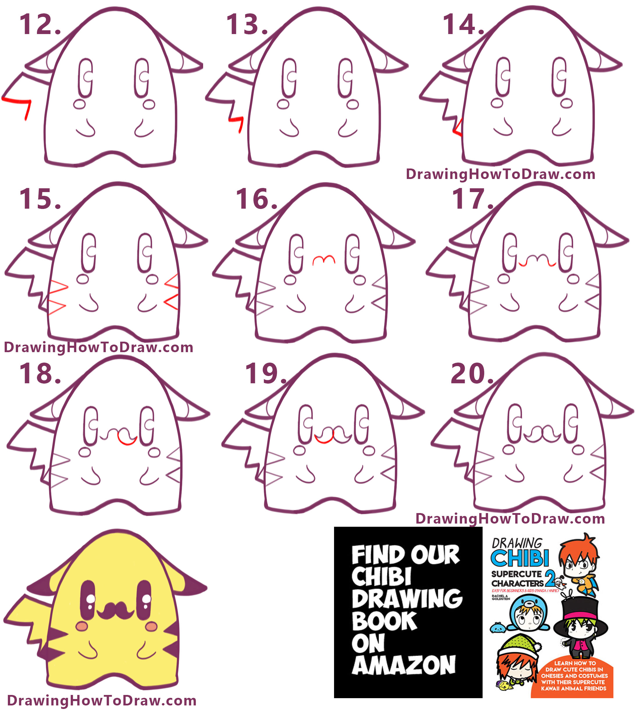 how to draw cute chibi kawaii pikachu from pokemon chibi kawaii