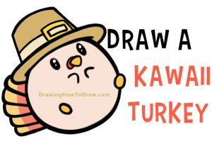 How to Draw a Cute Kawaii / Chibi Baby Turkey for Thanksgiving - Easy Step by Step Drawing Tutorial for Kids