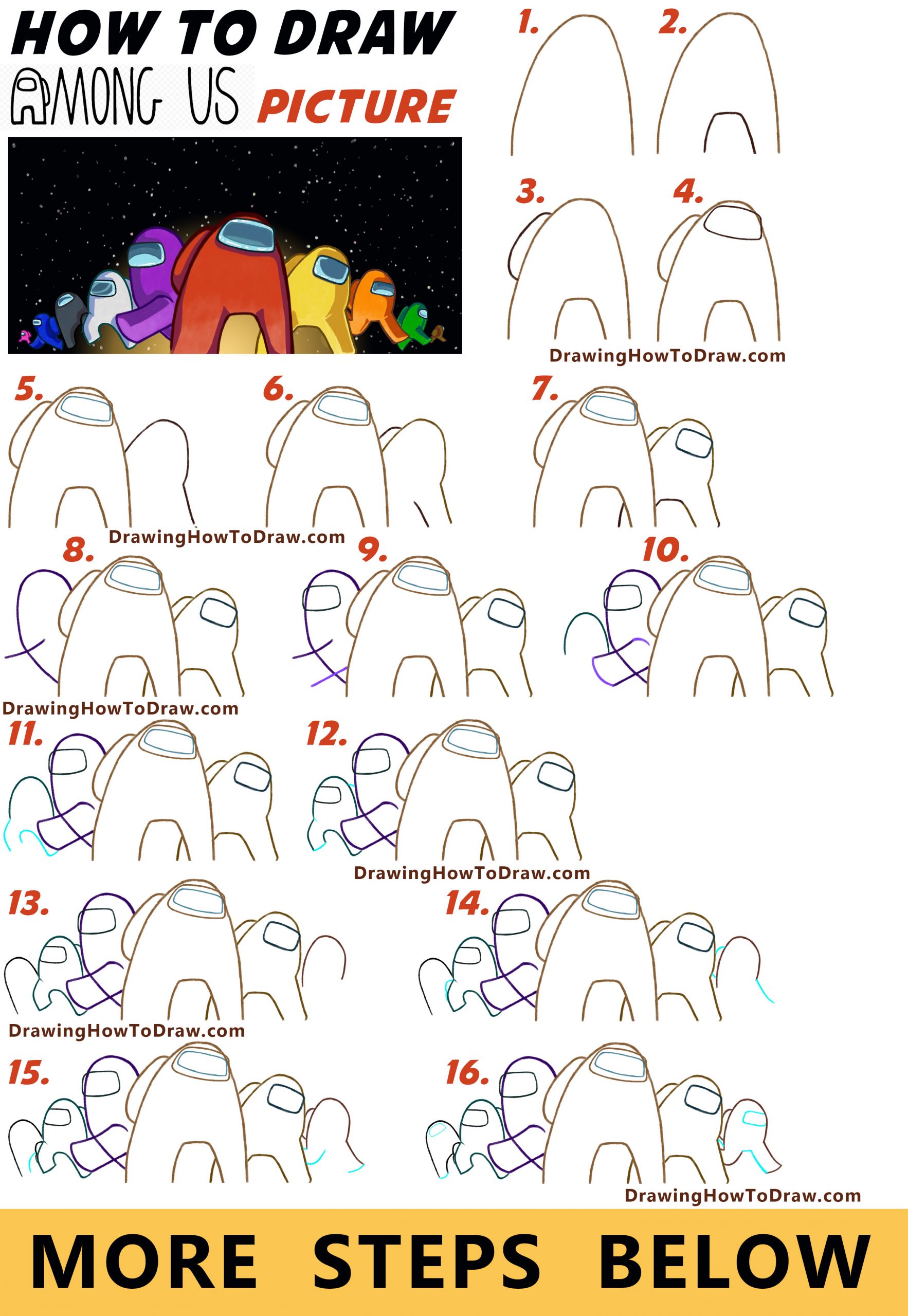 Easy Pictures To Draw Among Us - How to Draw Among Us Santa · Art