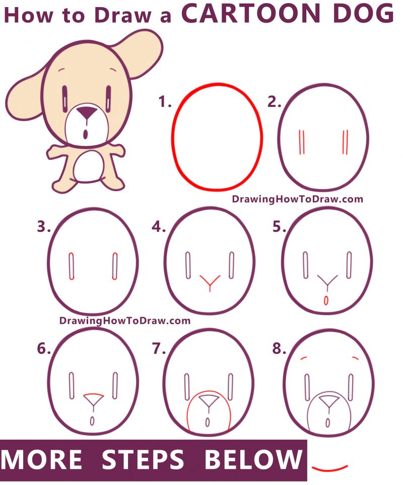 How to Draw a Cartoon Dog Standing on Two Legs Easy Step by Step ...