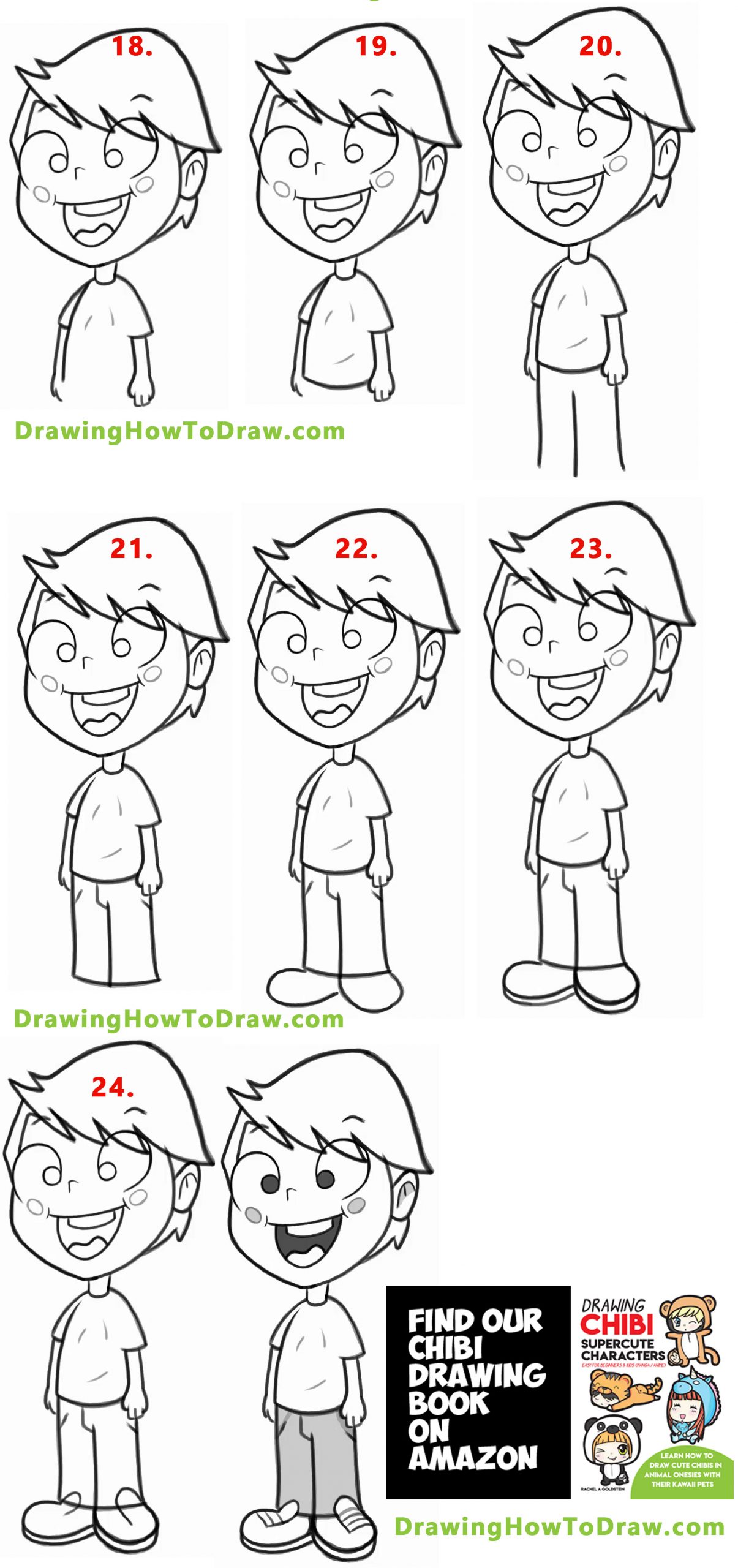 How to Draw a Cartoon Boy Standing With Easy Step by Step Drawing