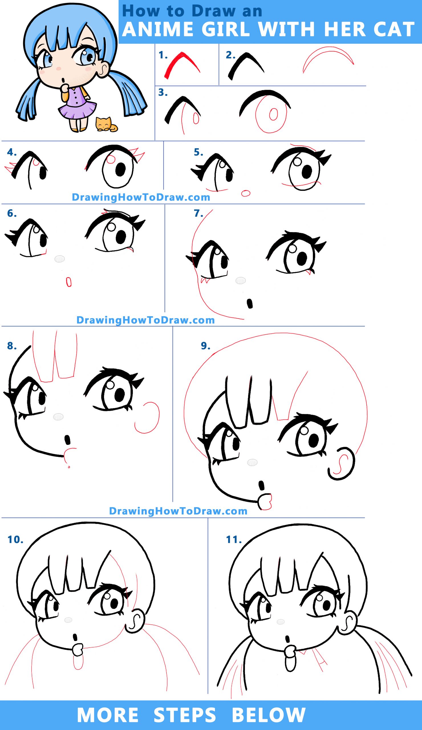 How to Draw Anime & Manga Kids Step by Step Drawing Lesson - How