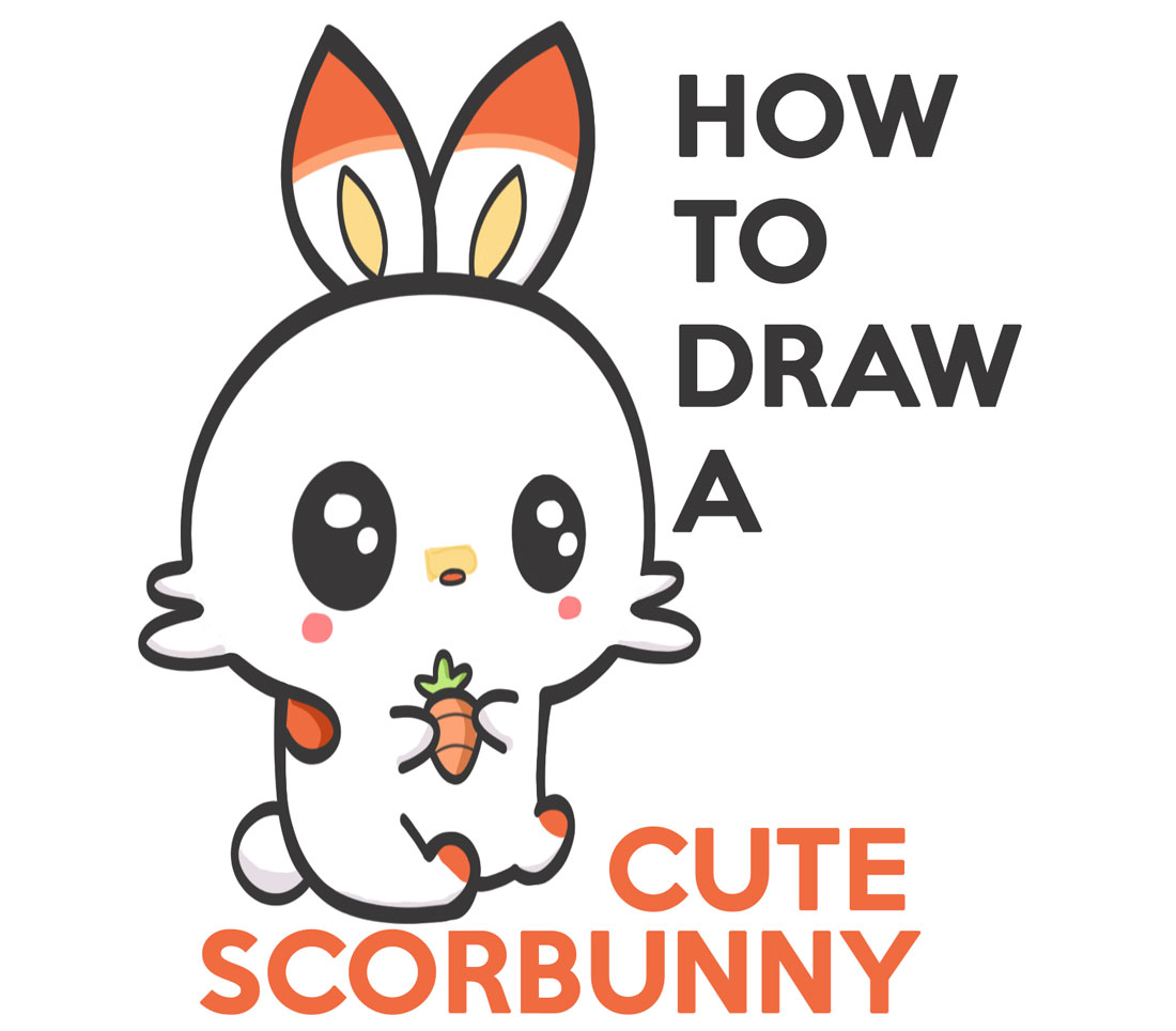 How to Draw a Cute (Kawaii / Chibi) Scorbunny from Pokemon - Easy Step by Step Drawing Tutorial for Kids