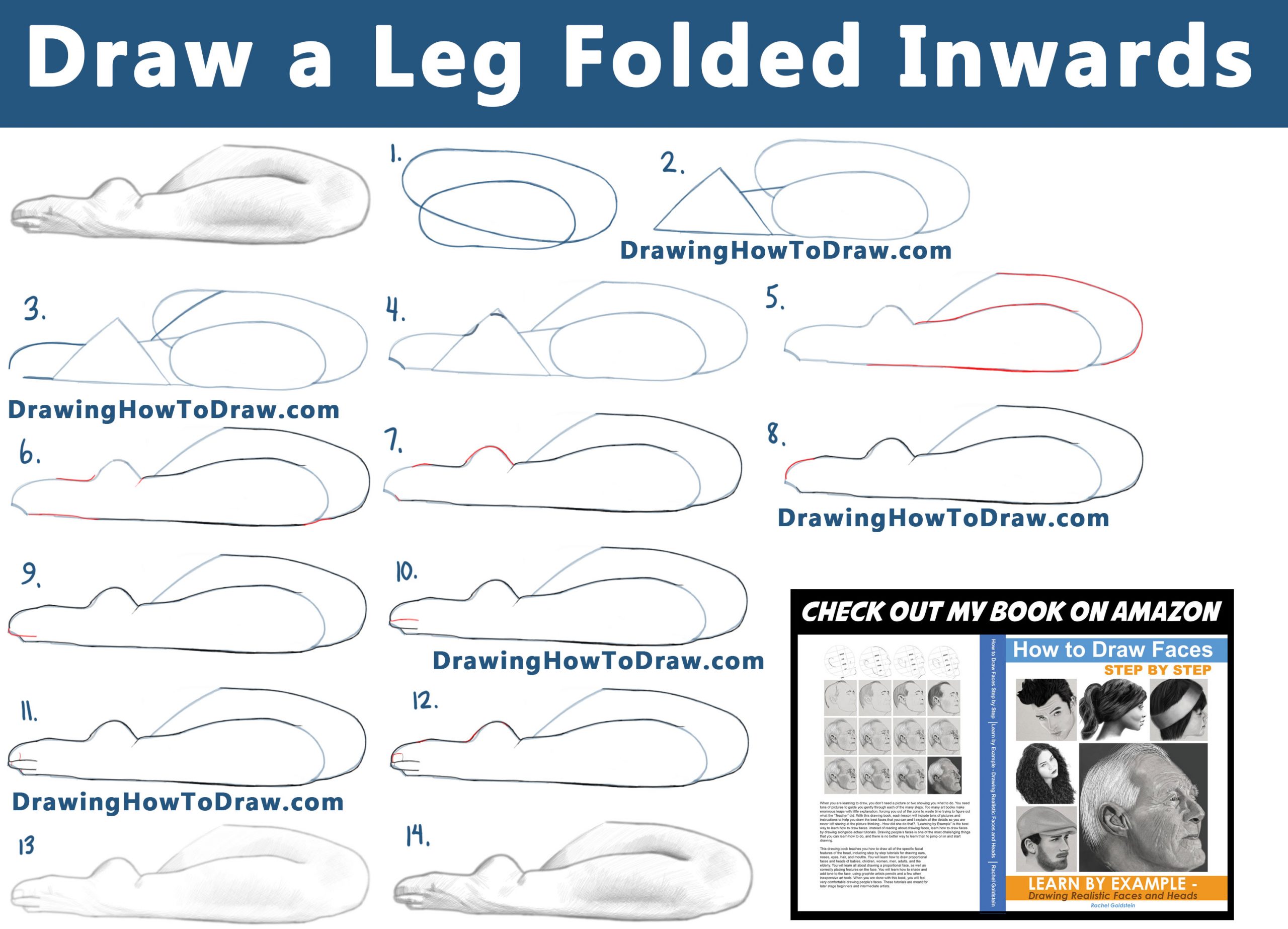How to Draw a Leg and Foot Folded Inwards, Like in a Criss-Cross Applesauce Position:  Step by Step Tutorial 06