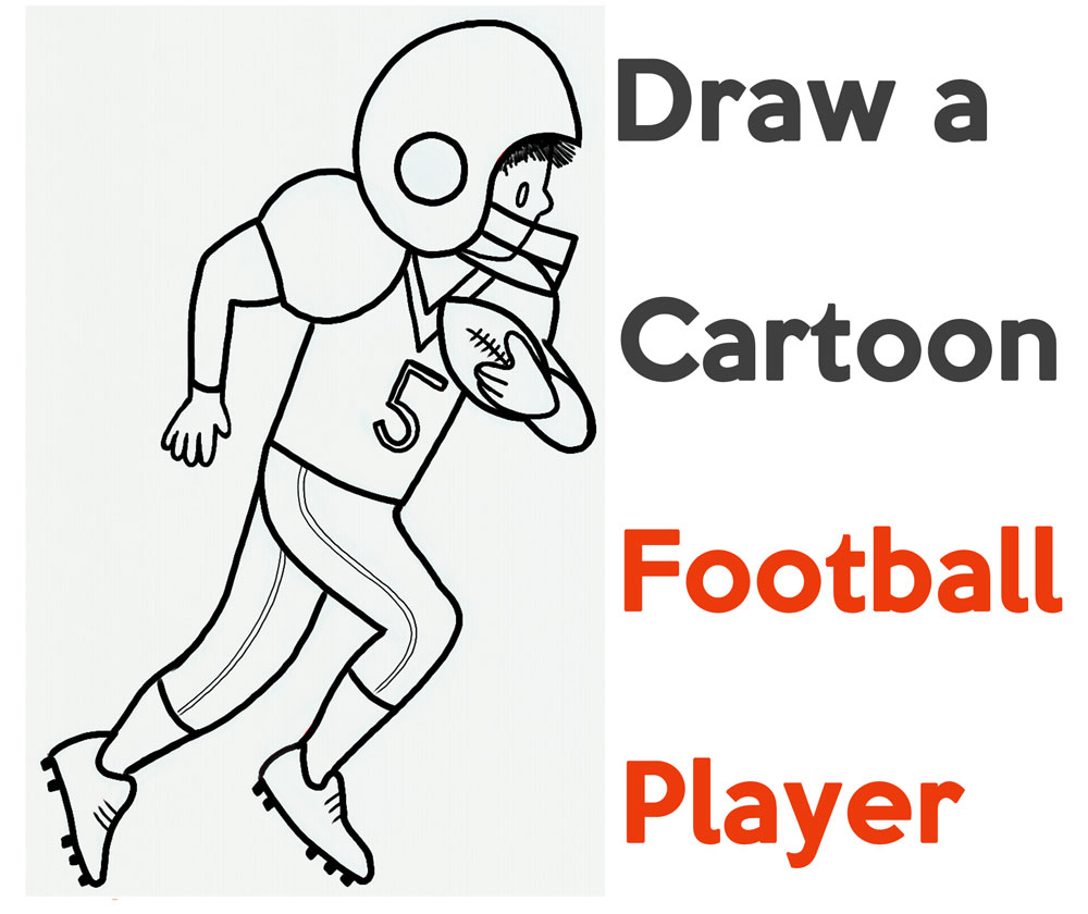 How to Draw a Cartoon American Football Receiver - Easy Step by ...