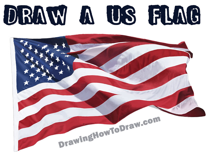 Learn How to Draw a Realistic US Flag / American Flag - Step by Step Drawing Tutorial