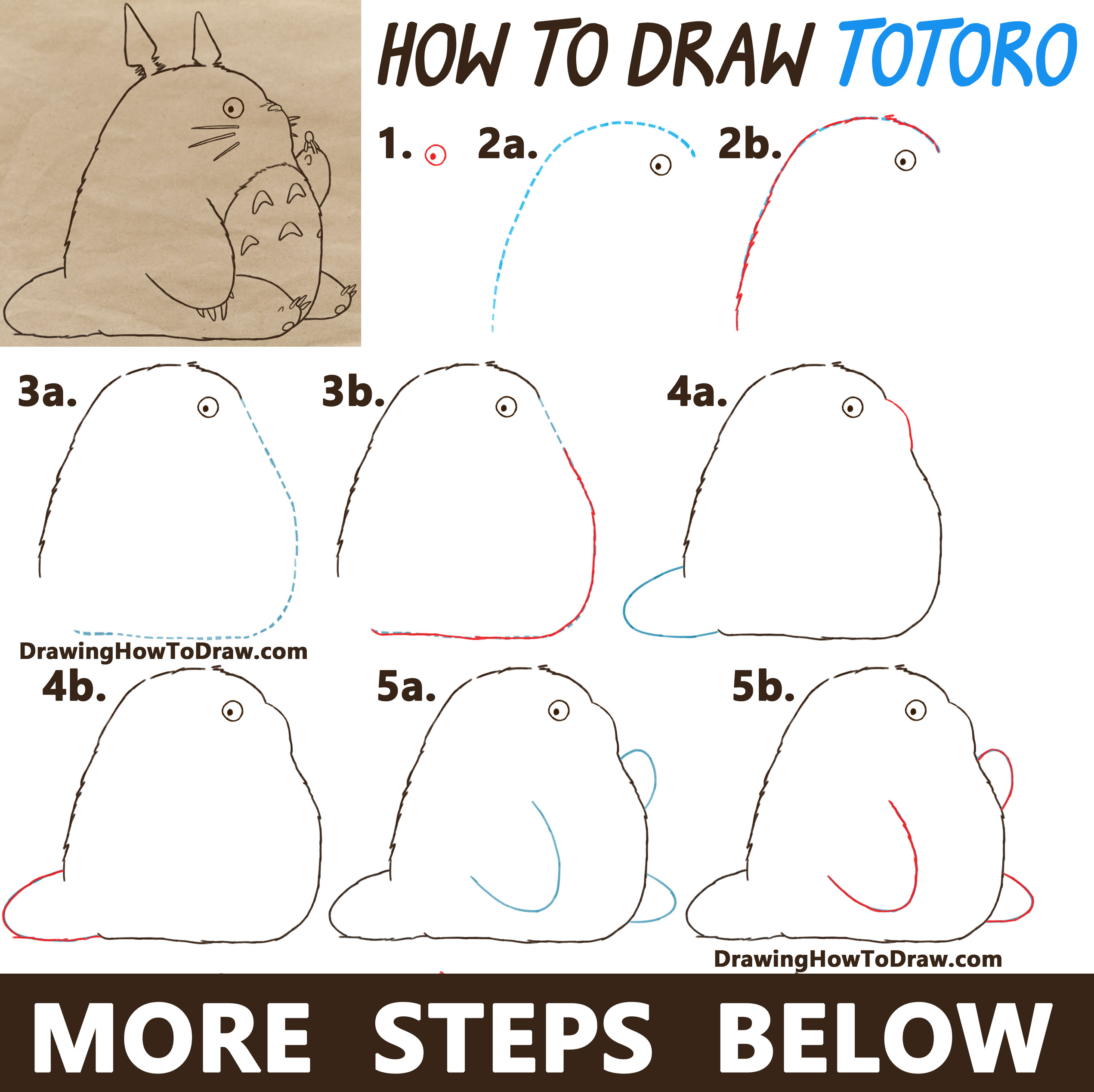 How To Draw Totoro From My Neighbor Totoro Easy Step By Step Drawing Tutorial How To Draw Step By Step Drawing Tutorials