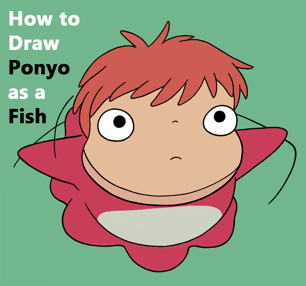 How to Draw Ponyo from Studio Ghibli - Easy Step by Step Drawing Tutorial