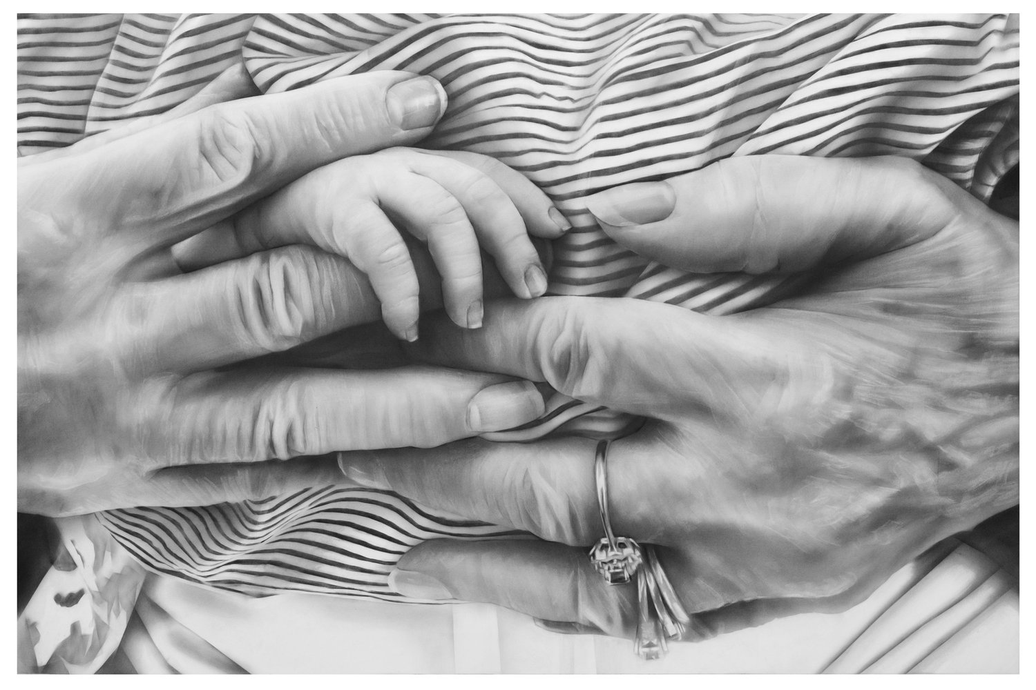 First embrace hands - graphite pencil drawing - ultra realistic - melissa cooke - inspirationala
