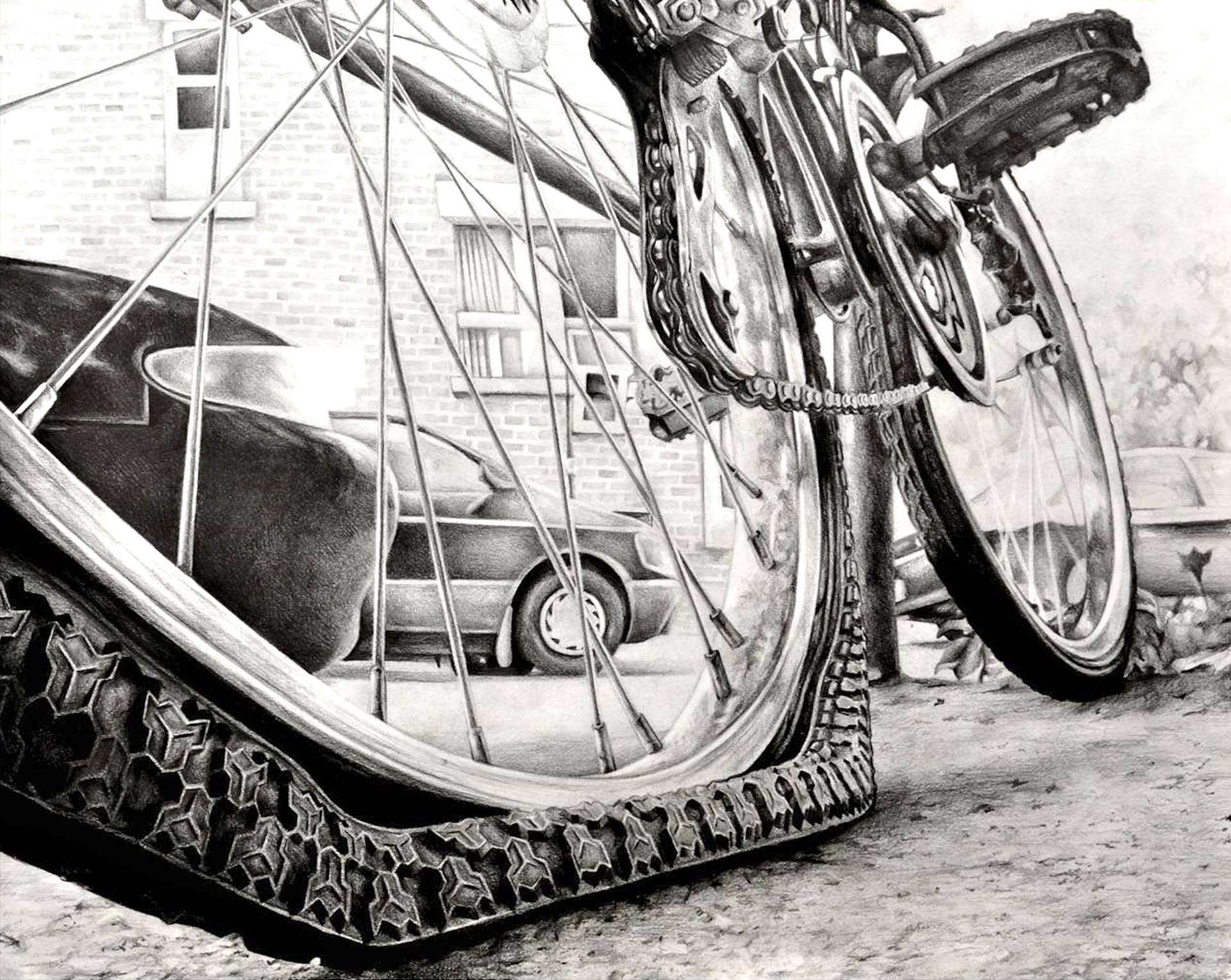 RISD-bike-james-young - amazing graphite pencil drawing 