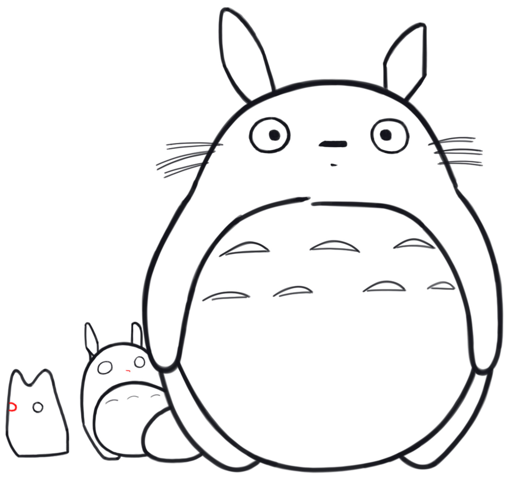 How To Draw Totoro And Baby Mini Tototoros White And Light Blue How To Draw Step By Step Drawing Tutorials