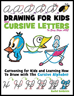 drawing book for turning cursive letters into cartoons for kids