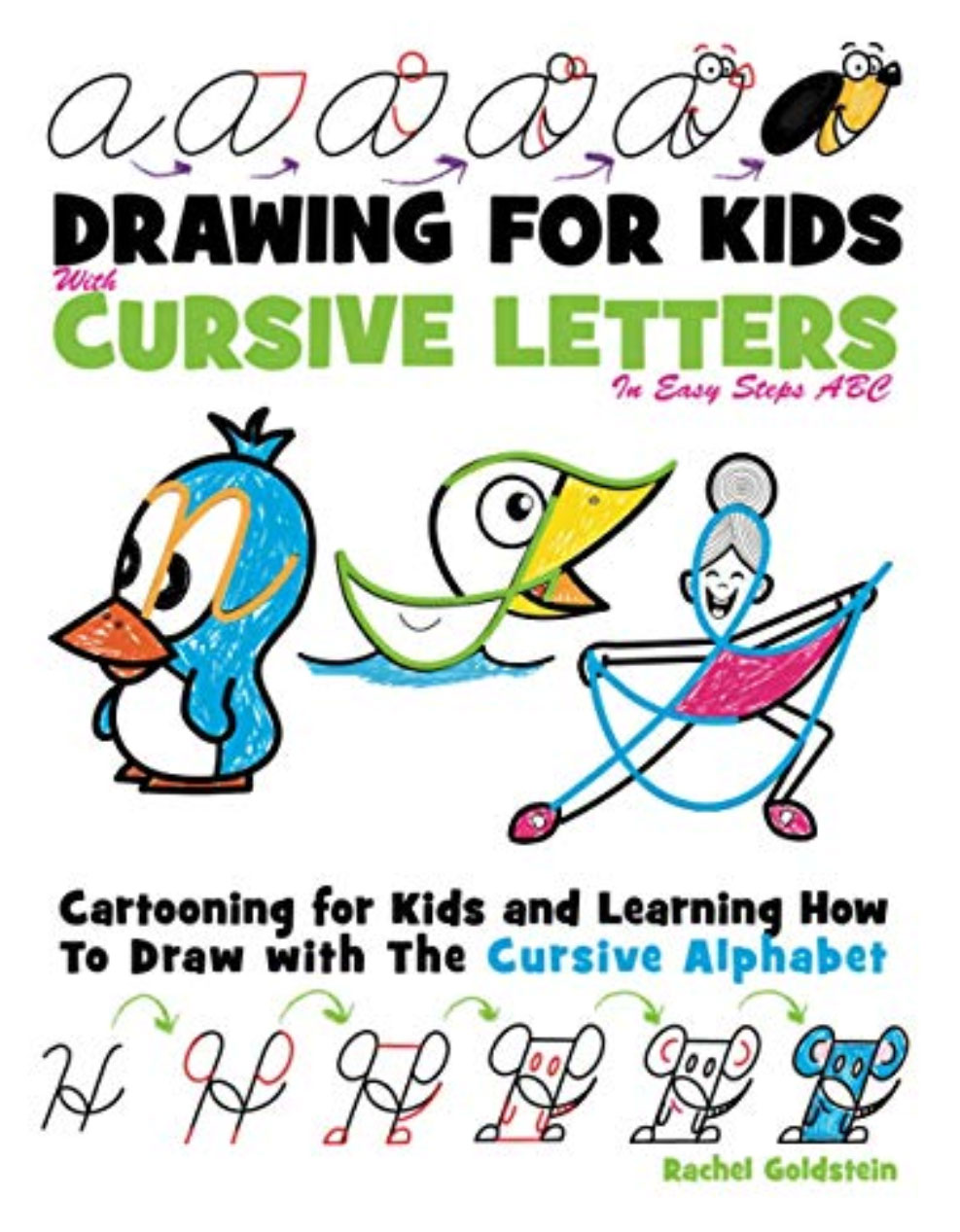 drawingfor kids book - cartooning with cursive letters