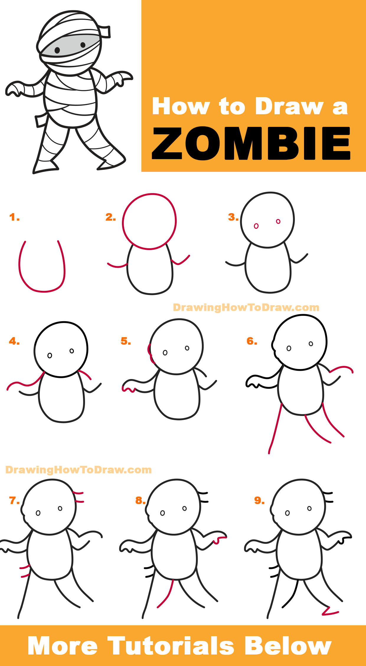 easy zombie drawings for kids