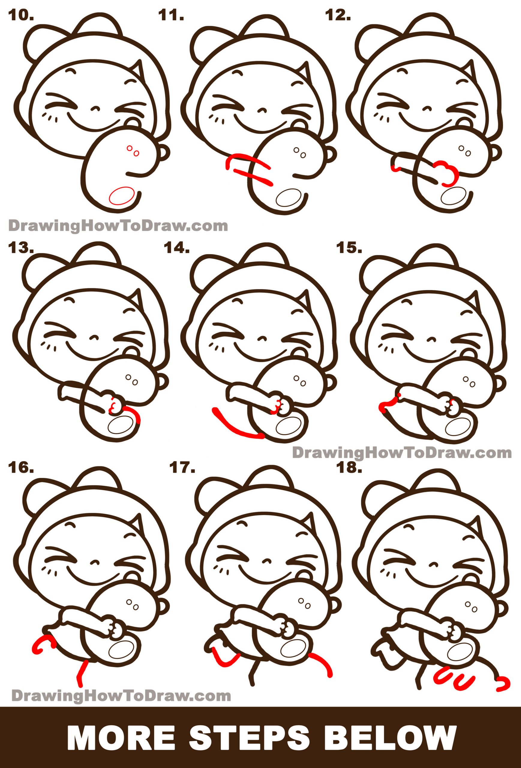 How to Draw Lemon & Sugar Cute little cartoon girl hugging dog step by step drawing tutorial