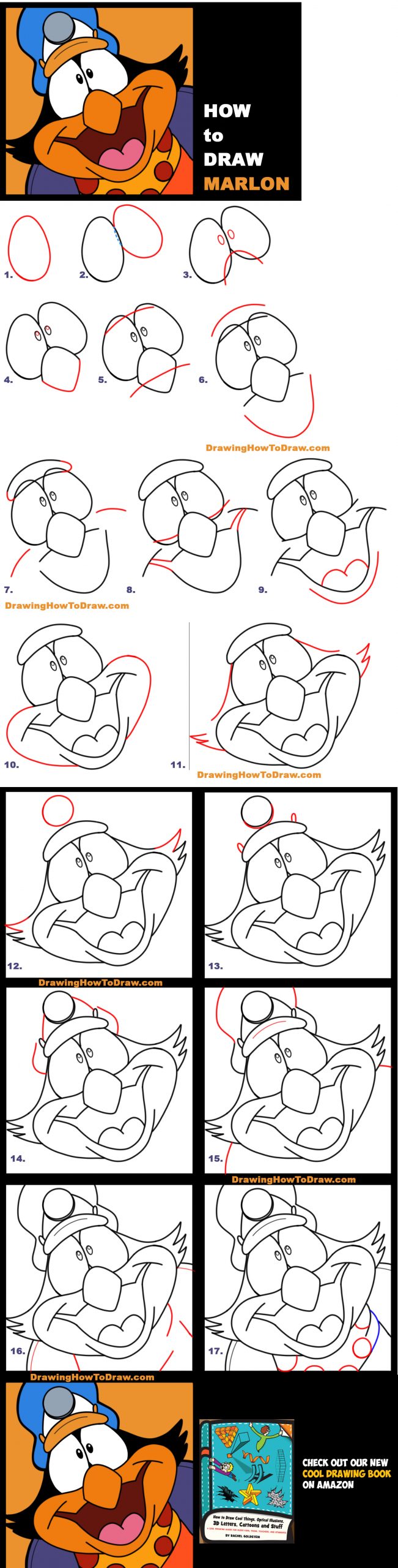 How to Draw Marlon from Avenger Penguins Easy Step-by-Step Drawing Tutorial