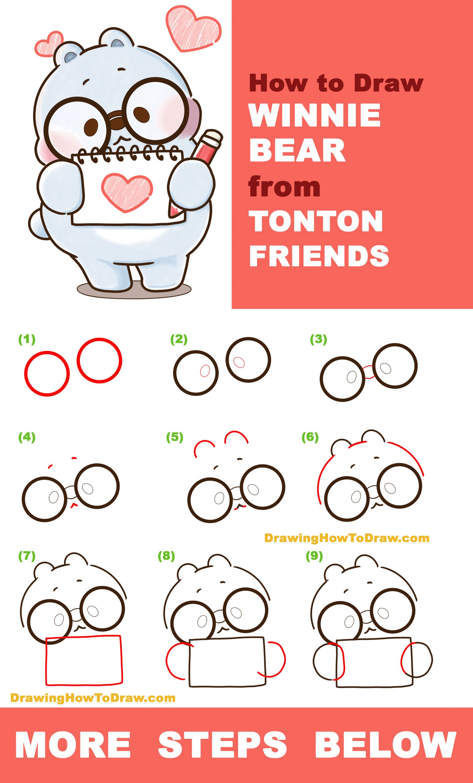 How to Draw Winnie from TonTon Friends