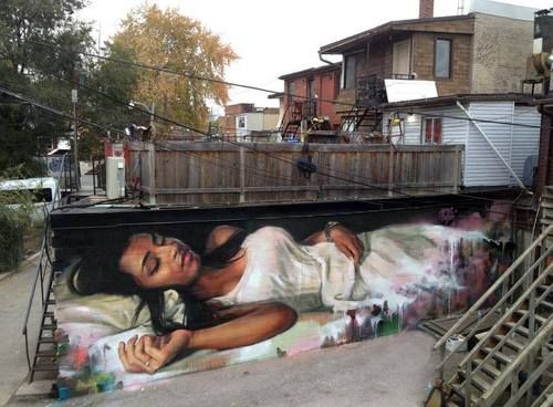Beautiful girl sleeping mural
