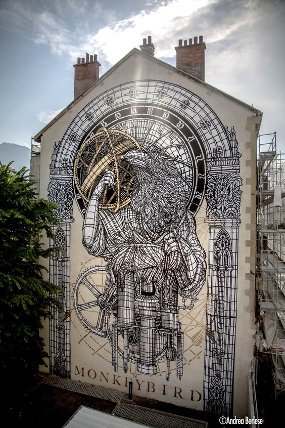 French duo Monkeybird just wrapped up an impressive piece of work in southern France for the Grenoble Street Art Festival