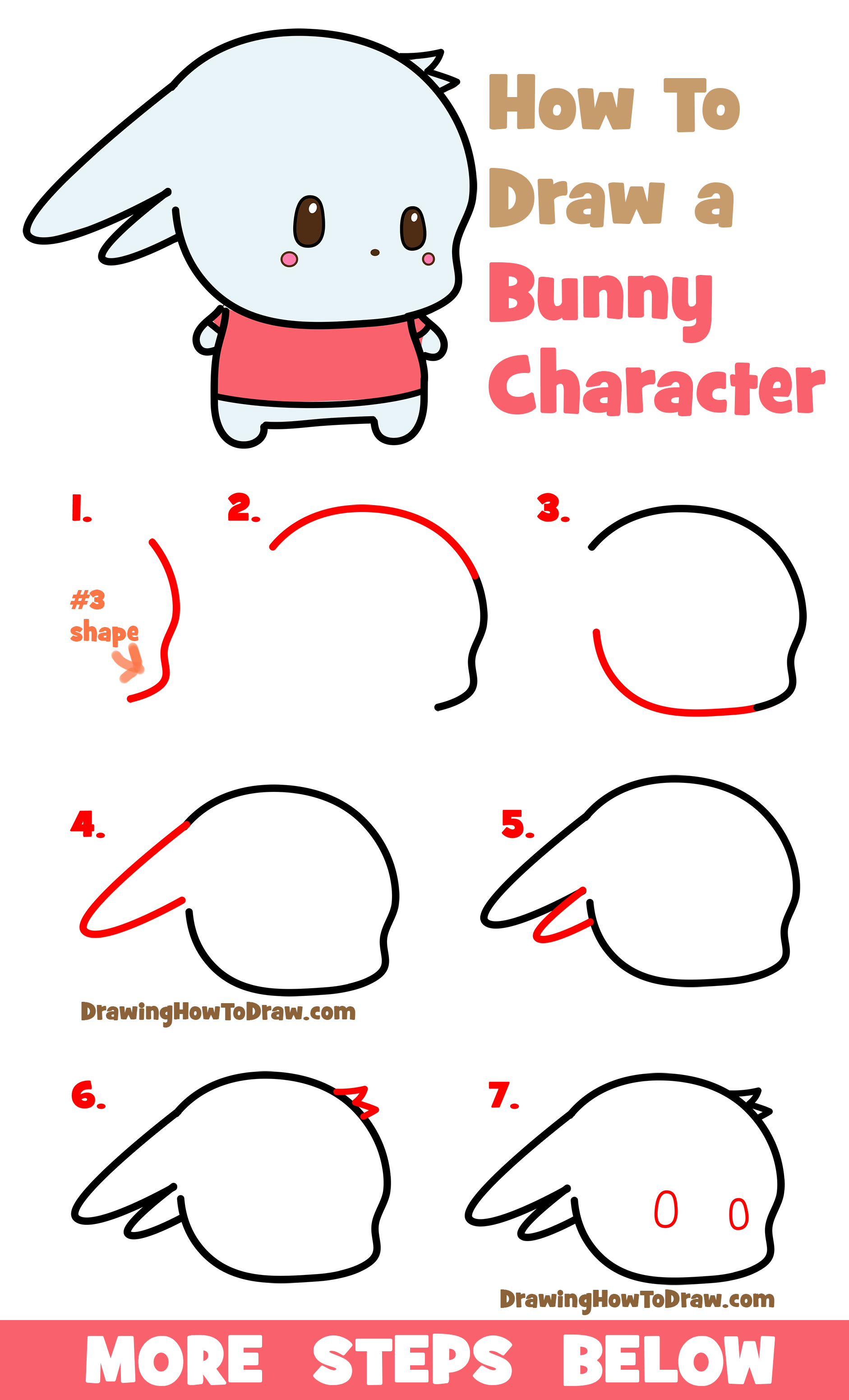 How to Draw a Cute Bunny Character (Kawaii / Chibi) Easy Step by Step Drawing Tutorial