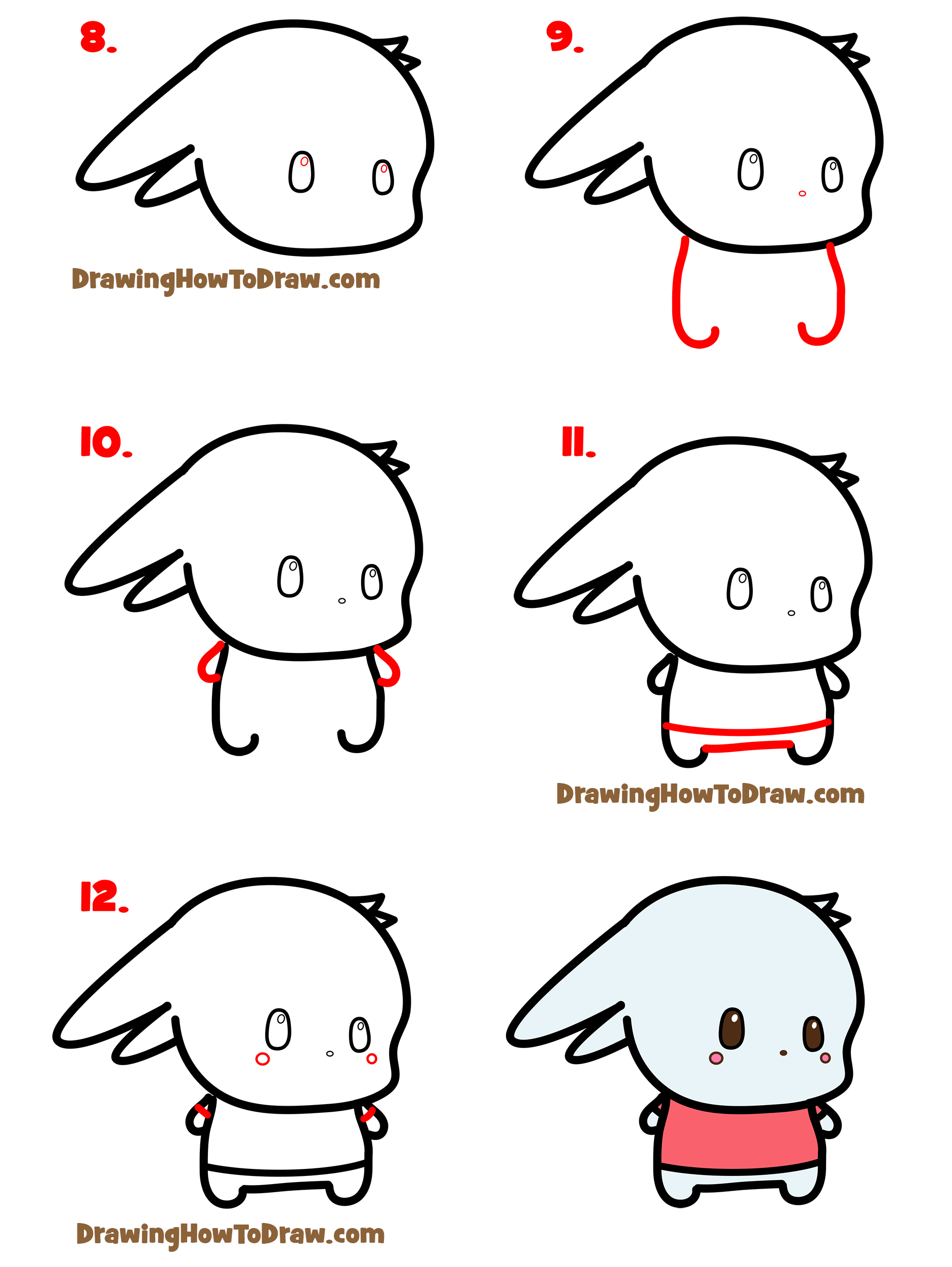 How to Draw a Cute Bunny Character (Kawaii / Chibi) Easy Step by Step Drawing Tutorial