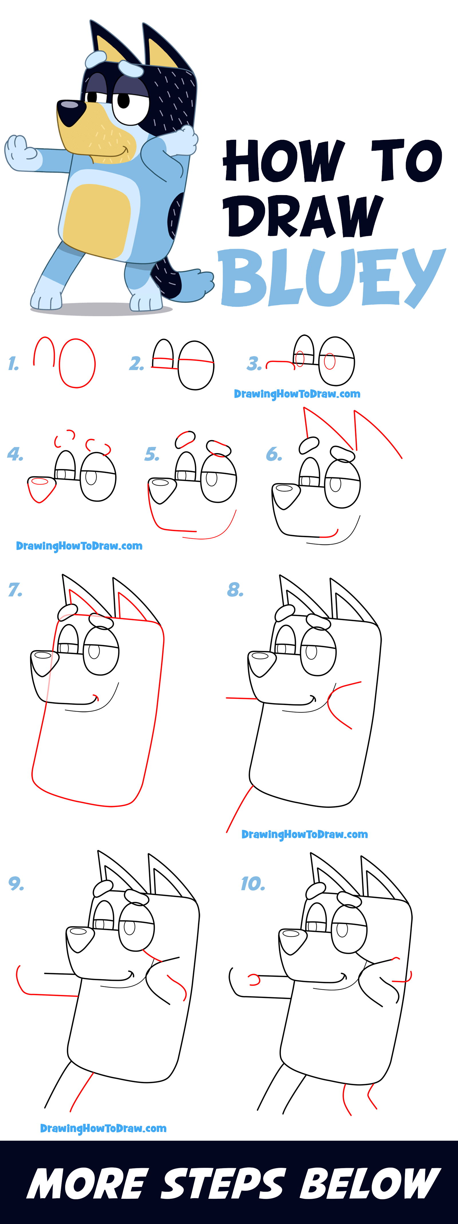 Learn How to Draw Bluey Muffin from Bluey Easy Step-by-Step Drawing Tutorial for Kids