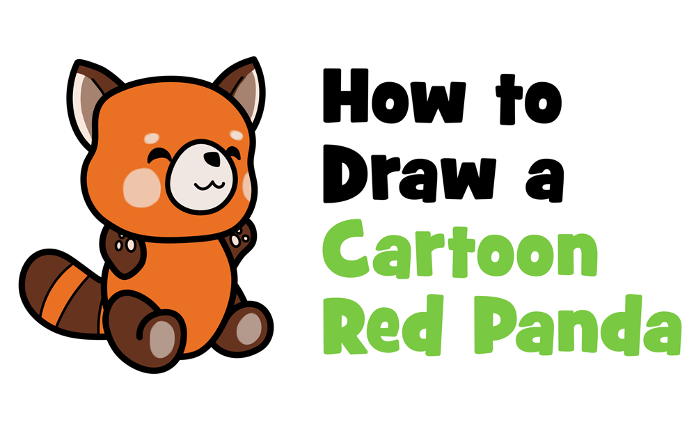 how to draw a cute kawaii chibi cartoon red panda simple steps drawing lesson