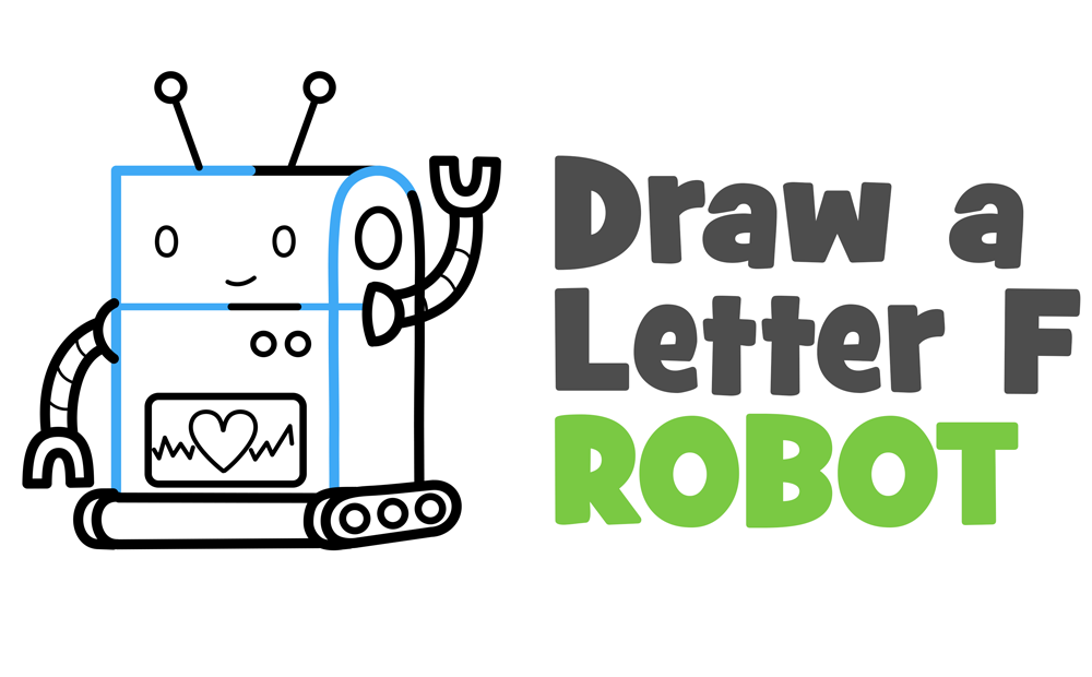 How to Draw a Cartoon Robot with Letter Ff Shapes - Easy Step-by-Step Drawing Tutorial for Kids