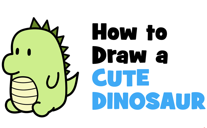 How to Draw a Cute Dinosaur (Kawaii / Chibi) Easy Step-by-Step Drawing Tutorial for Kids