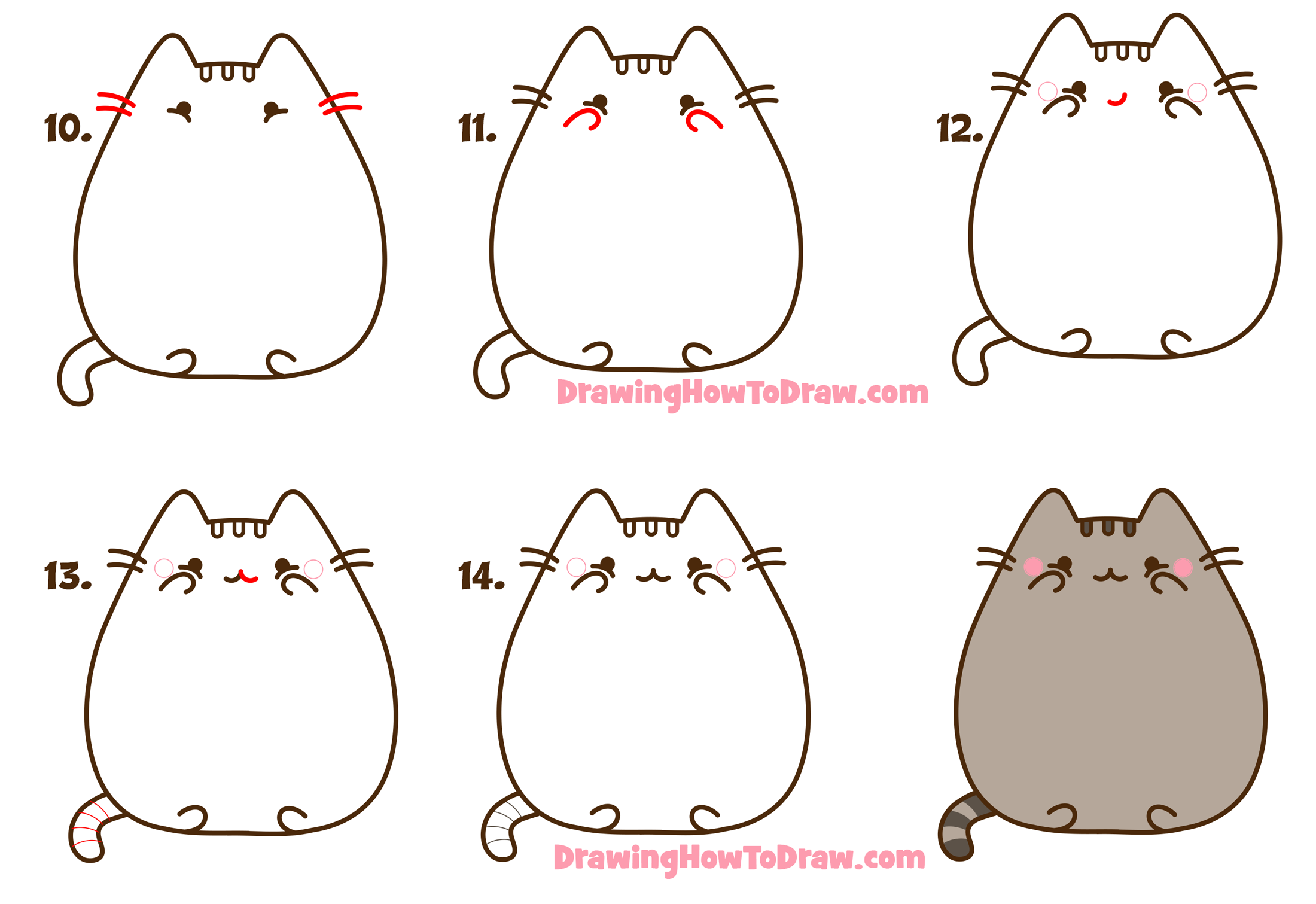 Learn How to Draw the Pusheen Cat from Facebook and Social Media with Easy Step by Step Drawing Tutorial