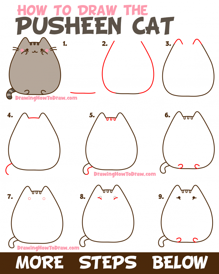 How to Draw The Pusheen Cat Easy Step by Step Drawing Tutorial for Kids