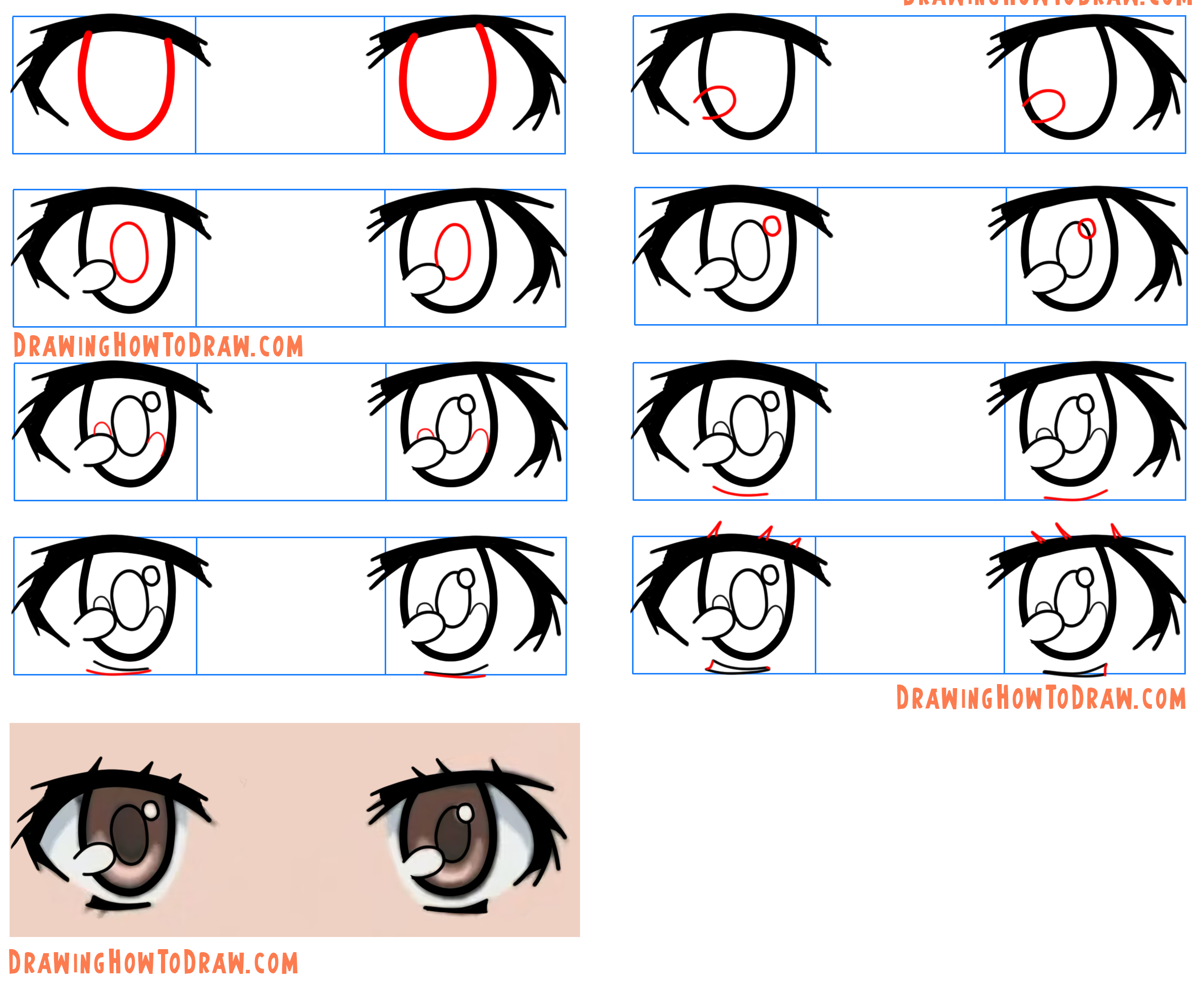 Learn How to Draw Eyes - Anime / Manga - Drawing Anime Eyes Easy Step-by-Step Drawing Tutorial