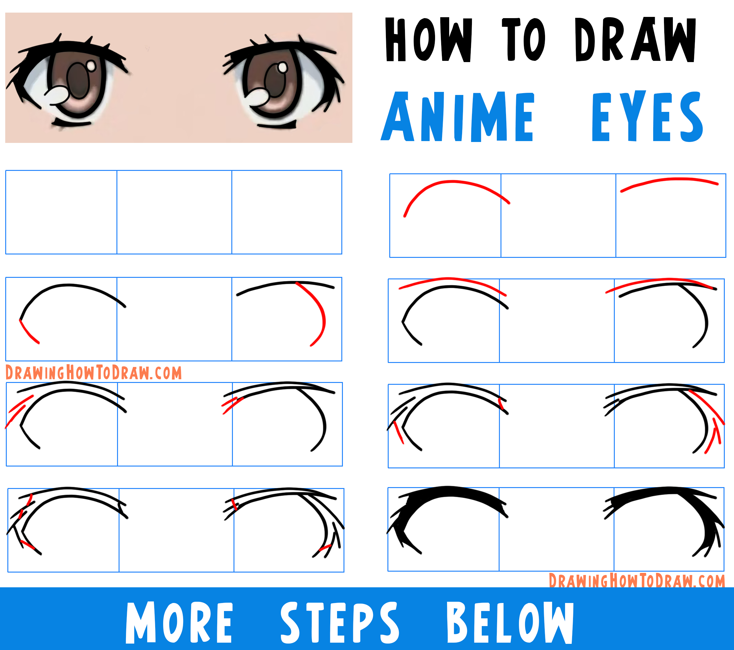 How to Draw Anime Male Eyes - Easy Drawing Tutorial For Kids