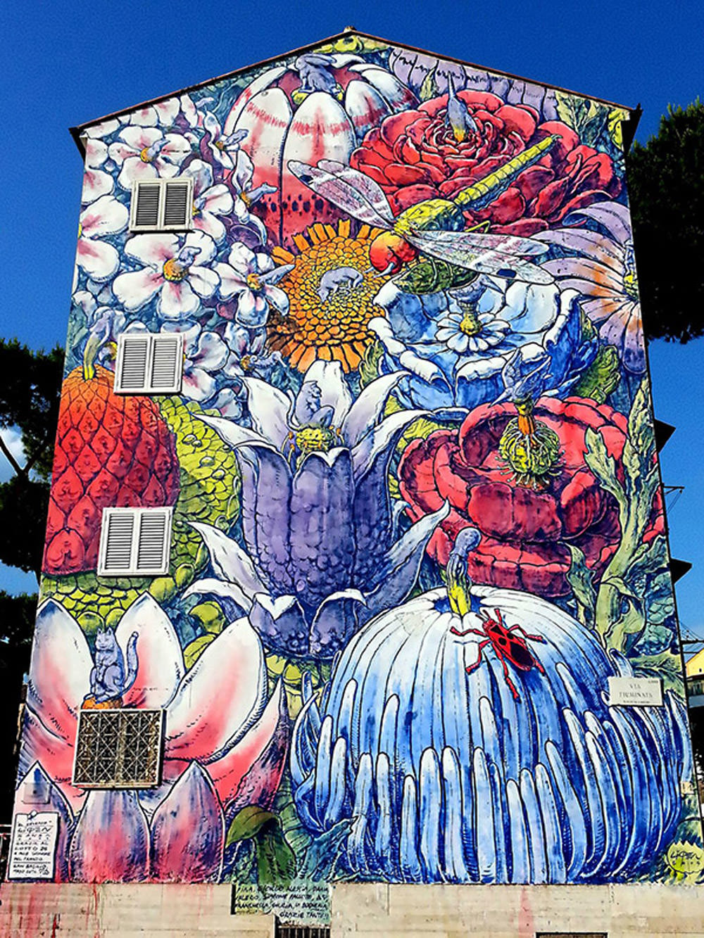 gorgeous flower mural Liqen – Quartiere San Basilio, Roma