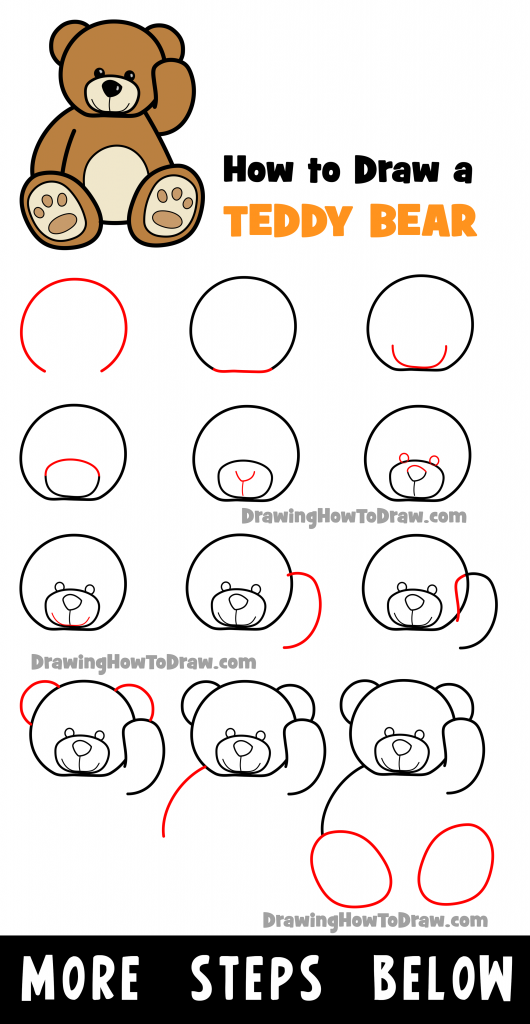 How to Draw a Cartoon Teddy Bear Easy StepbyStep Drawing Tutorial for Kids How to Draw Step
