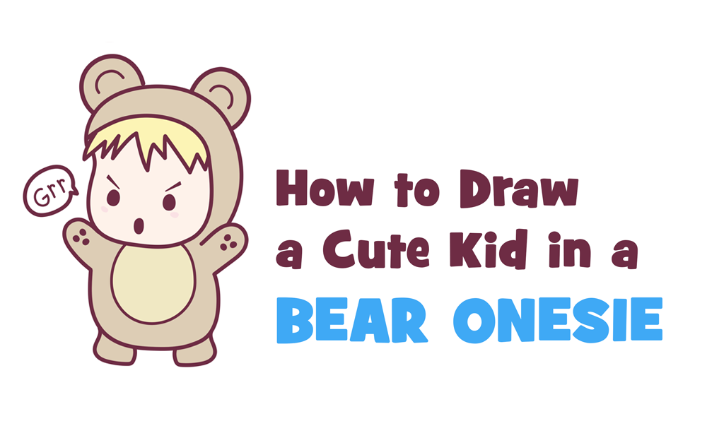 How to Draw a Kawaii / Chibi Boy or Girl in a Bear Onesie Costume - Easy Step-by-Step Drawing Tutorial for Kids