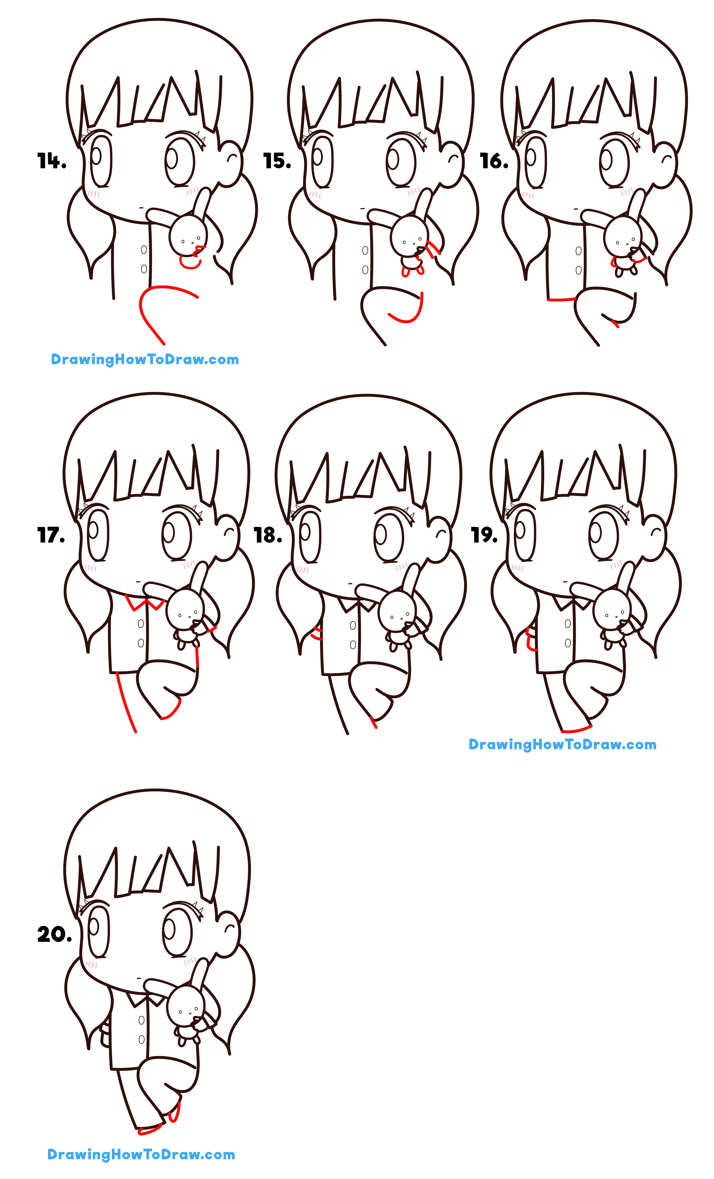 How to Draw an Anime / Chibi Girl in a School Skirt and Buns Easy Step by Step  Drawing Tutorial for Kids - How to Draw Step by Step Drawing Tutorials