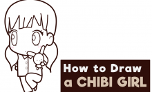 How to Draw a Cute Manga / Anime / Chibi Girl with her Kitty Cat