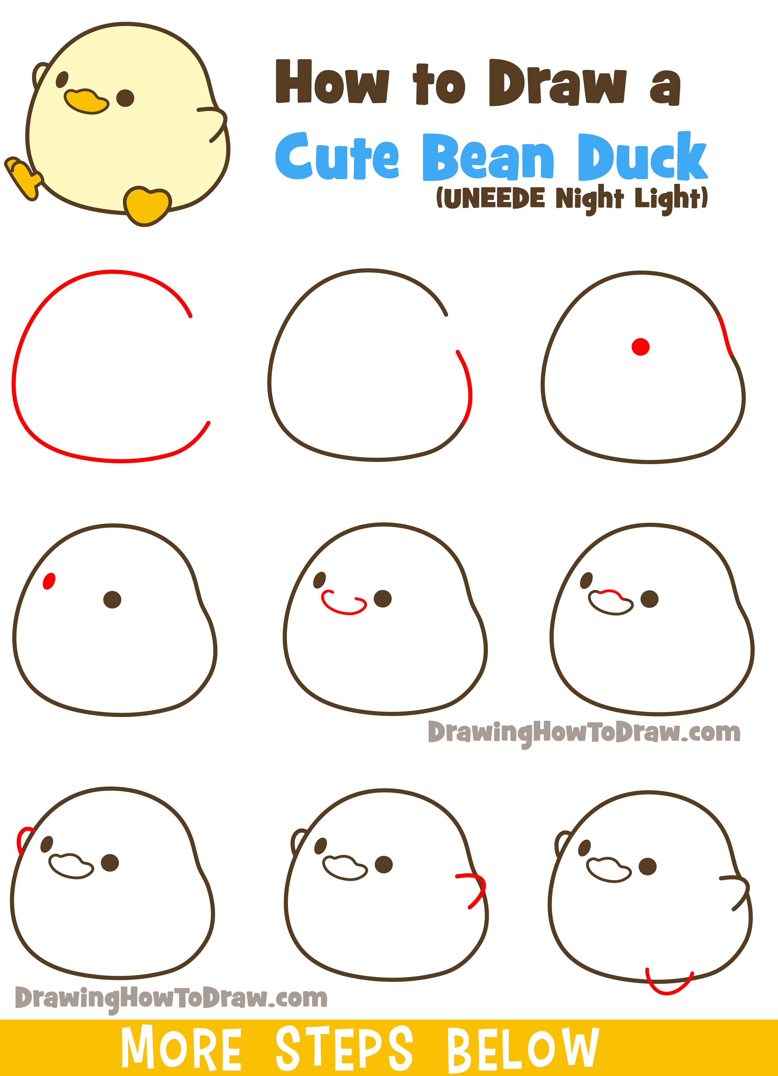 How to Draw a Cute Duck with Easy Step-by-Step Drawing Tutorial for Kids 