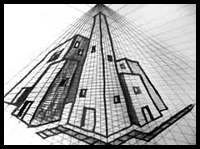 Three Point Perspective Drawing Lessons : How to Draw 