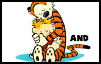 Draw Calvin and Hobbes Hugging