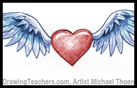 How to Draw a Heart with Wings