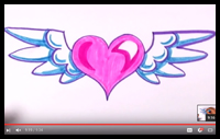 How to Draw Heart with Wings for Kids