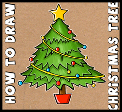 How to Draw a Christmas Tree with Simple Step by Step Tutorial