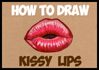 How to Draw Kissing Lips with Easy Step by Step Valentine's Day ...