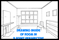 Learn How to Draw Inteior of Living Room Using Three Point Perspective